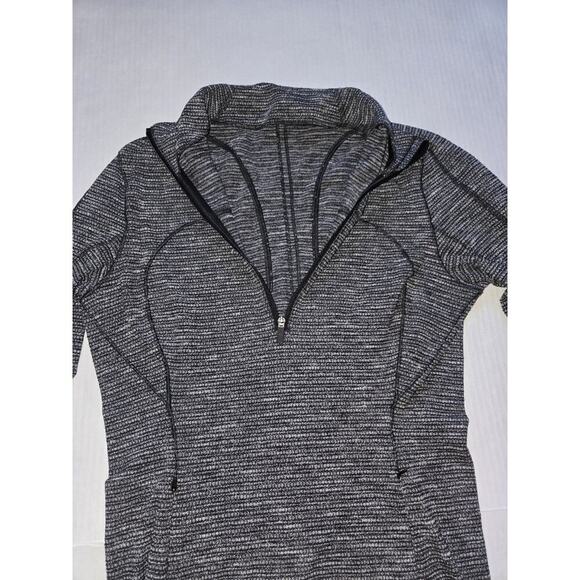 Lululemon Women Run Briskly 1/2 Zip Activewear Top Coco Pique Black White Size 6 - Picture 3 of 12